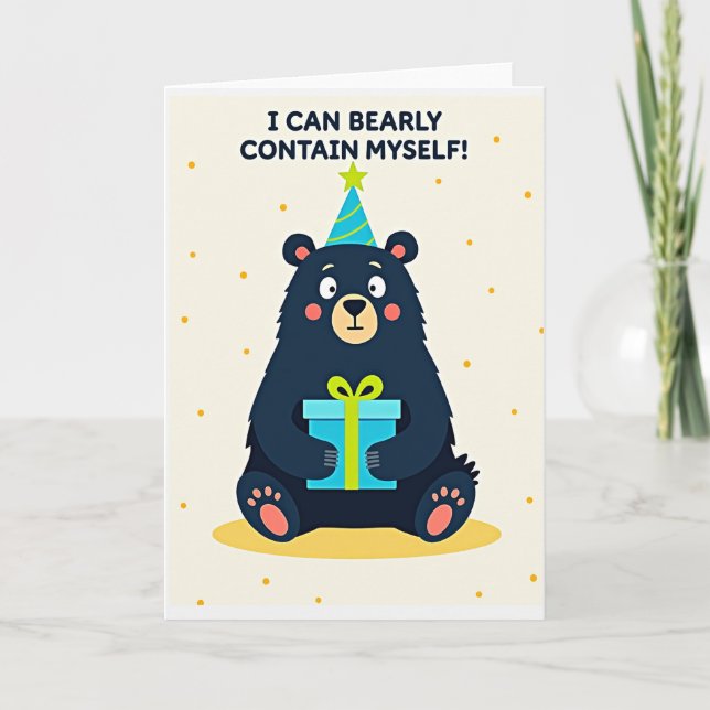 Carte d'anniversaire ours illustrée (Devant)