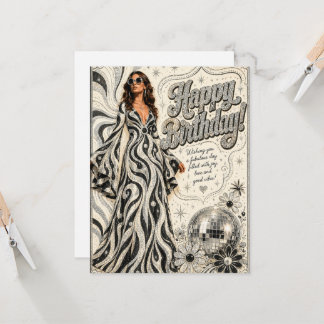 Carte d'anniversaire pailletée Reine du disco