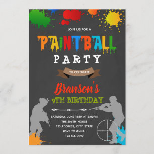 Carte d'anniversaire paintball