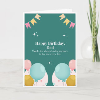 Carte d'anniversaire Papa Ballon Sarcelle