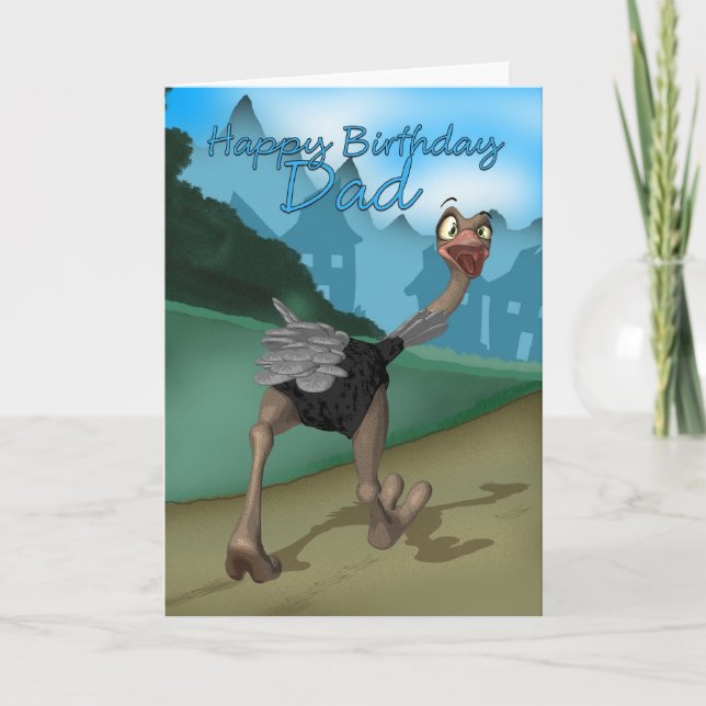 Carte d'anniversaire papa - Ostrich de dessin - Do (Devant)