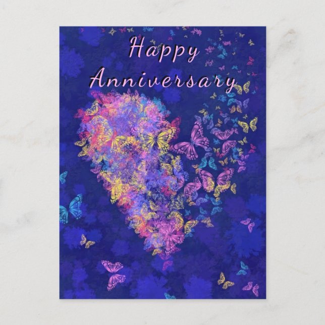 Carte d'anniversaire papillon cœur - Amour (Devant)