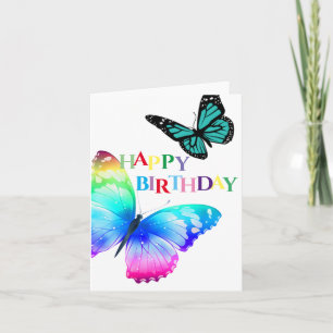 Carte d'anniversaire - Papillons colorés