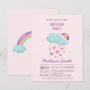 Carte d'anniversaire parapluie coloré avec des nua