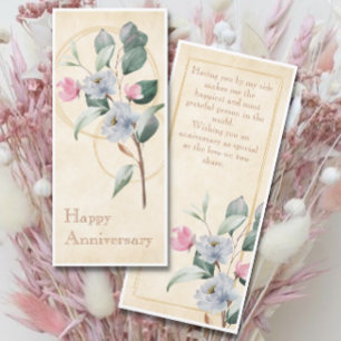 Carte d'anniversaire Parchemin et Floral 4"x9"