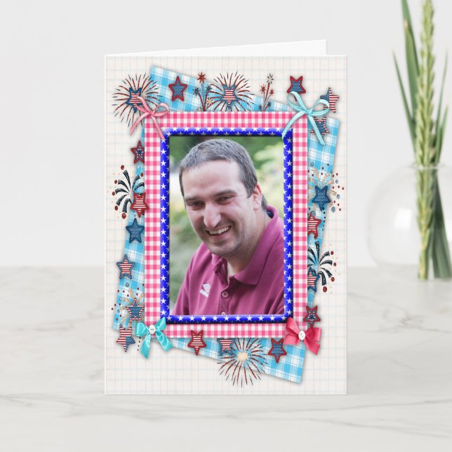 Carte d'anniversaire patriotique avec la photo (Devant)
