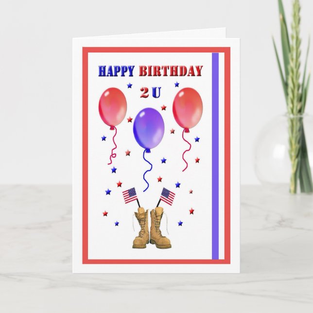 Carte d'anniversaire patriotique militaire (Devant)