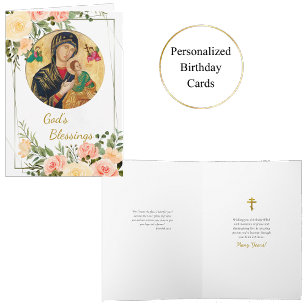 Carte d'anniversaire Peach and Pink Roses Gold Fra