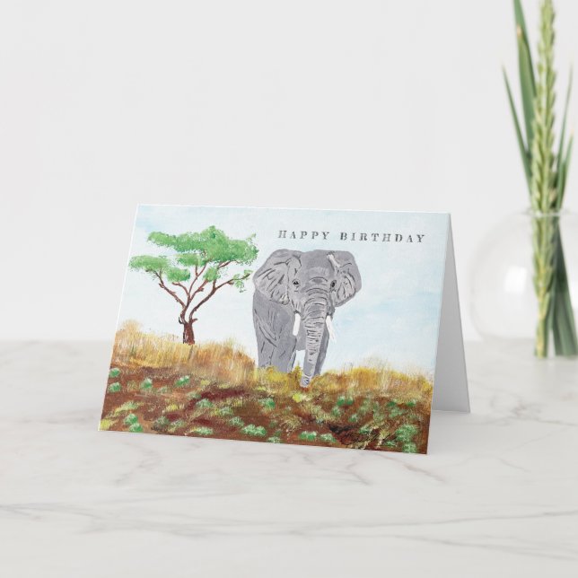 Carte d'anniversaire Peint Elephant Stay Wild Safa (Devant)
