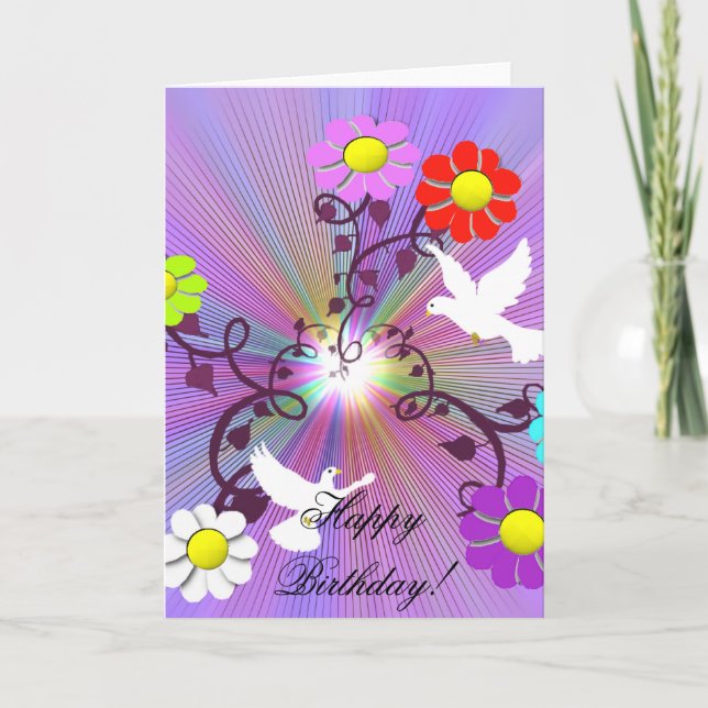 Carte d'anniversaire peinte de Daisys et de (Devant)