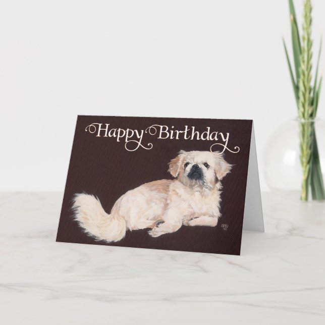 Carte d'anniversaire Pekingese blanc (Devant)