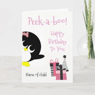 Carte d'anniversaire Penguin pour jeune fille