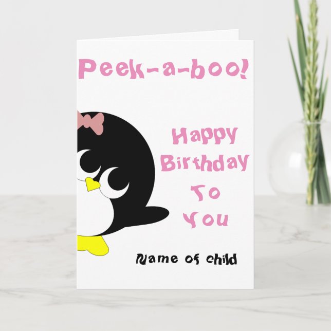 Carte d'anniversaire Penguin pour jeune fille (Devant)