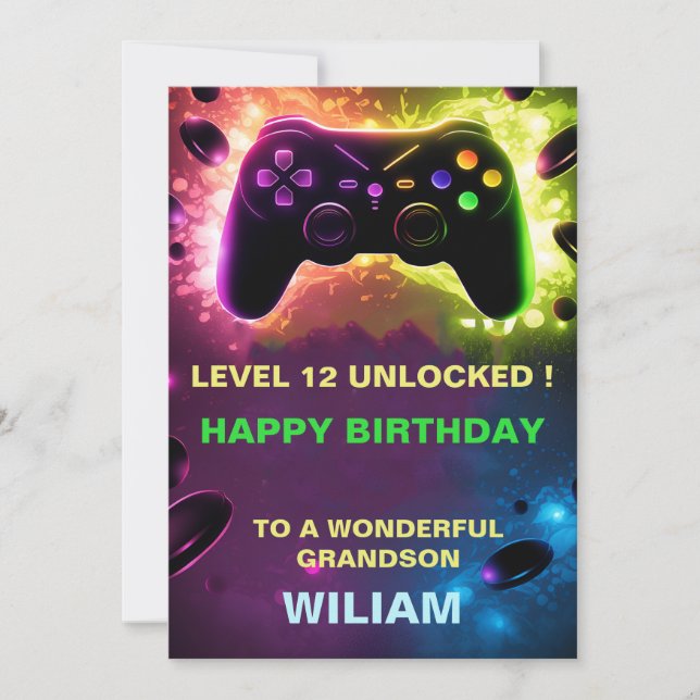 Carte d'anniversaire PersonaliZed Gamer (Devant)