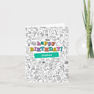 Carte d'anniversaire personnalisable de coloriage 