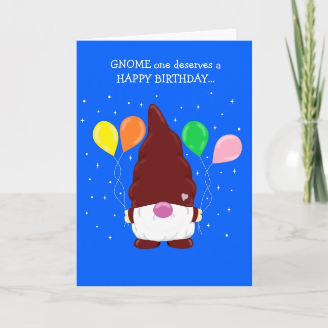 Carte d'anniversaire personnalisable Gnome (Devant)