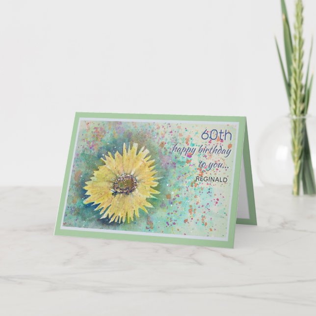Carte d'anniversaire personnalisée 60e tournesol (Devant)
