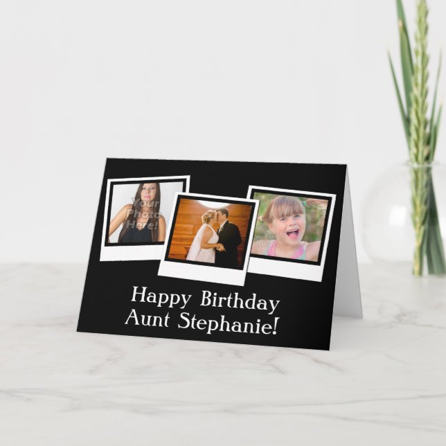 Carte d'anniversaire personnalisée à 3 photos avec (Devant)