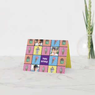 Carte d'anniversaire personnalisée à la crème glac