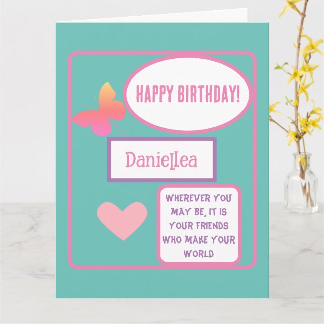 Carte d'anniversaire personnalisée avec nom (Fleur jaune)