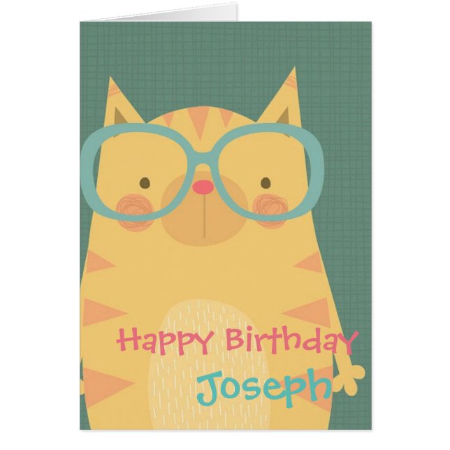 Carte d'anniversaire personnalisée - Cartoon Cat (Devant)