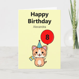 Carte d'anniversaire personnalisée Chat Mignon