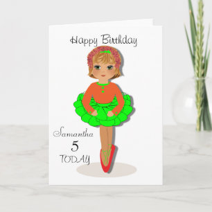 Carte d'anniversaire personnalisée Cute Ballerina