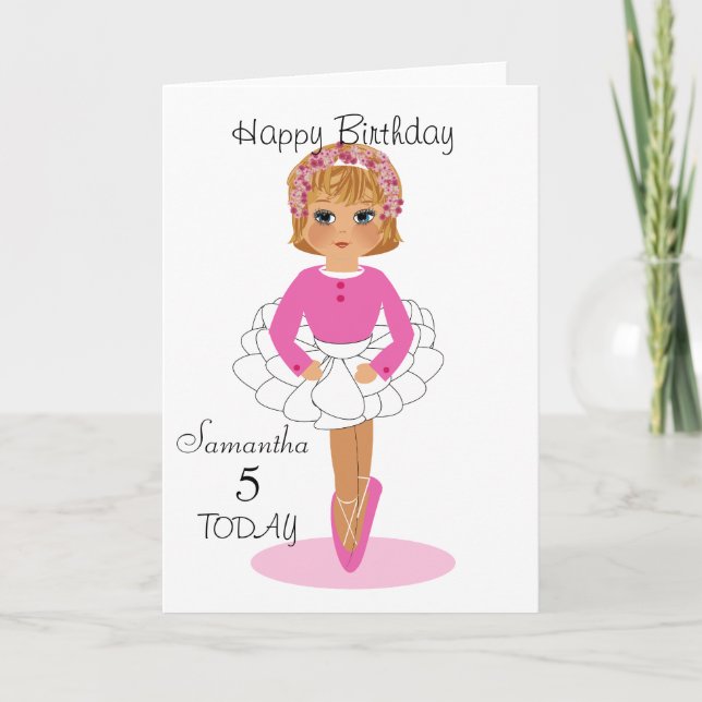 Carte d'anniversaire personnalisée Cute Ballerina (Devant)