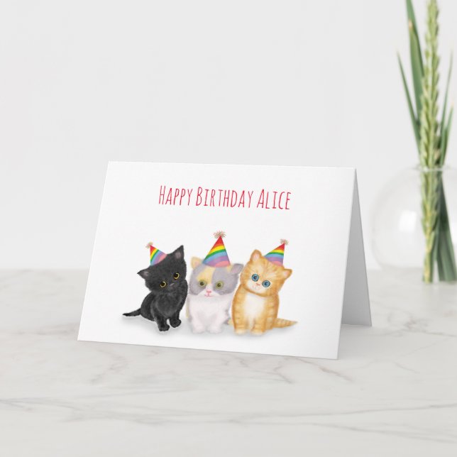 Carte d'anniversaire personnalisée Cute kittens (Devant)