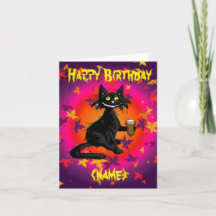 Carte d'anniversaire personnalisée de chat gothiqu