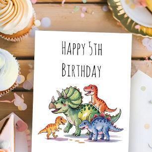 Carte d'anniversaire personnalisée de dinosaure mi
