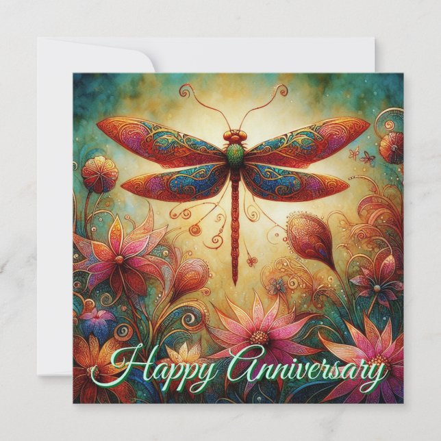 Carte d'anniversaire personnalisée de la libellule (Devant)