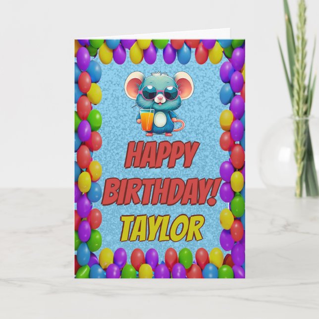Carte d'anniversaire personnalisée de la souris (Devant)