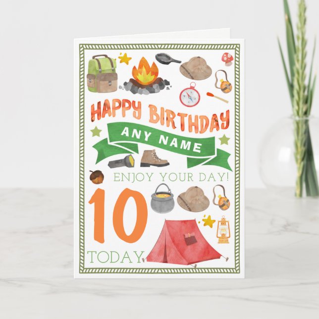 Carte d'anniversaire personnalisée de tente de (Devant)