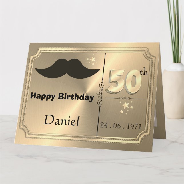 Carte d'anniversaire personnalisée en or pour un h (Devant)