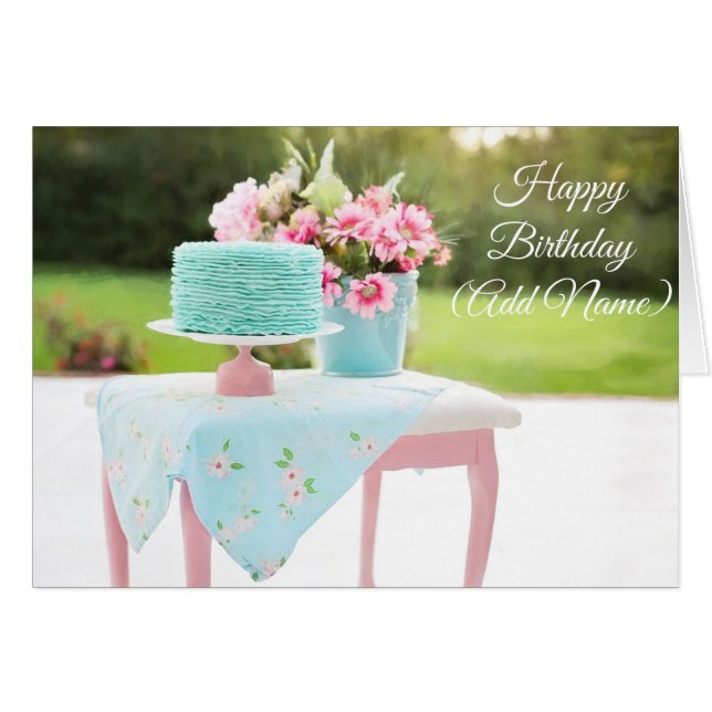 Carte d'anniversaire personnalisée Floral Chic (Devant horizontal)