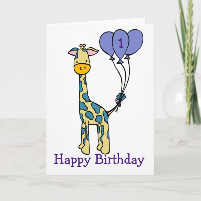 Carte d'anniversaire personnalisée - Giraffe (Devant)
