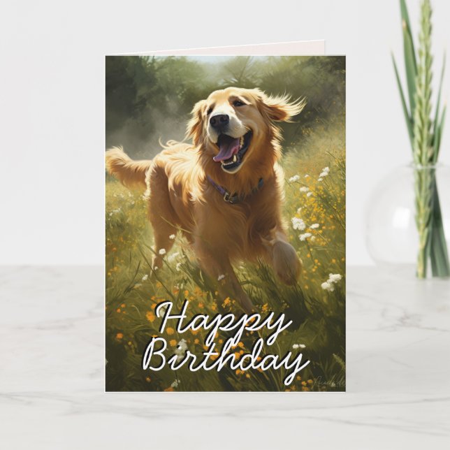 Carte d'anniversaire personnalisée Happy Golden Re (Devant)