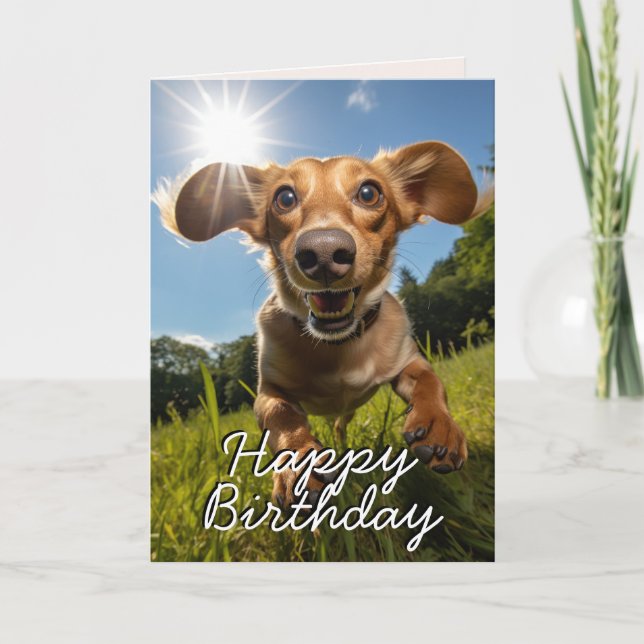 Carte d'anniversaire personnalisée Joyeuse Dachshu (Devant)