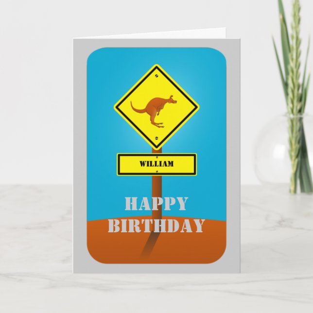 Carte d'anniversaire personnalisée Kangaroo (Devant)