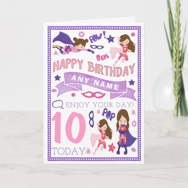 Carte d'anniversaire personnalisée par super héros (Devant)