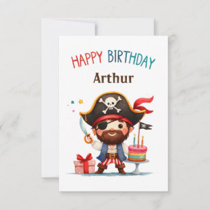 Carte d'anniversaire personnalisée Pirate heureux