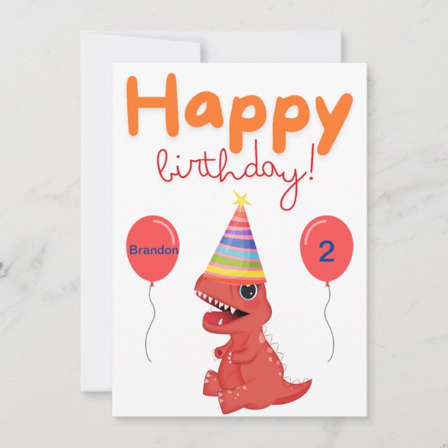 Carte d'anniversaire personnalisée pour bébé Dinos (Devant)