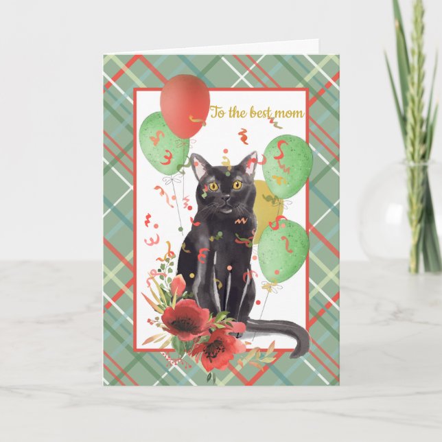 Carte d'anniversaire personnalisée pour chat de fê (Devant)