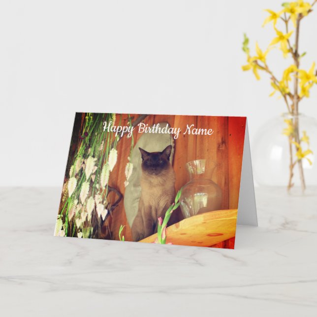 Carte d'anniversaire personnalisée pour chats de S (Fleur jaune)