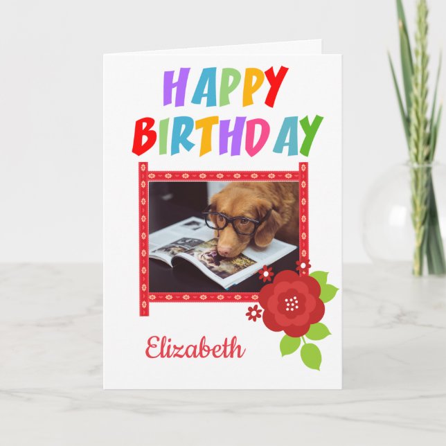 Carte d'anniversaire personnalisée pour chien phot (Devant)