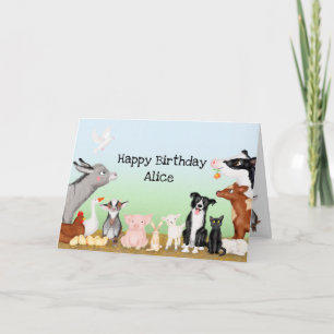 Carte d'anniversaire personnalisée pour les animau