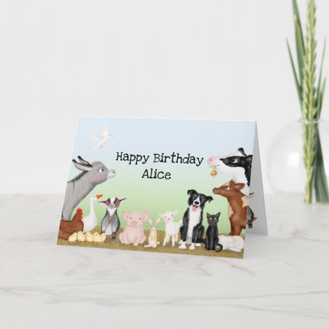 Carte d'anniversaire personnalisée pour les animau (Devant)