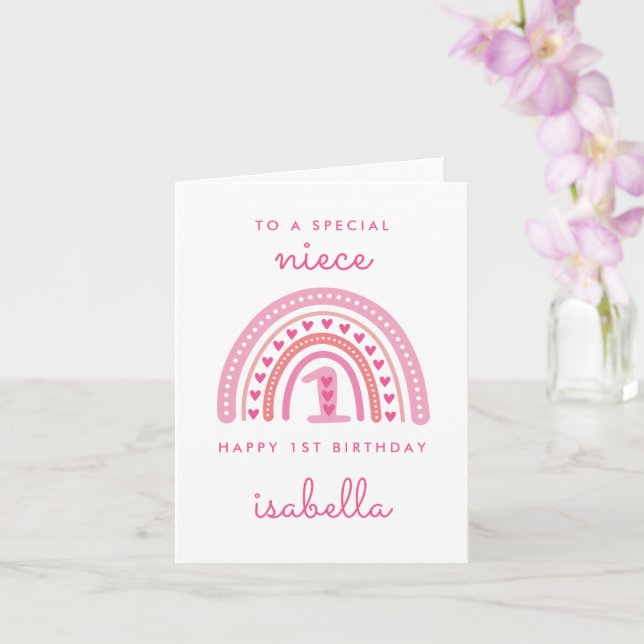 Carte d'anniversaire personnalisée Rainbow Niece (Orchidée)