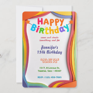 Carte d'anniversaire personnalisée Rainbow Waves